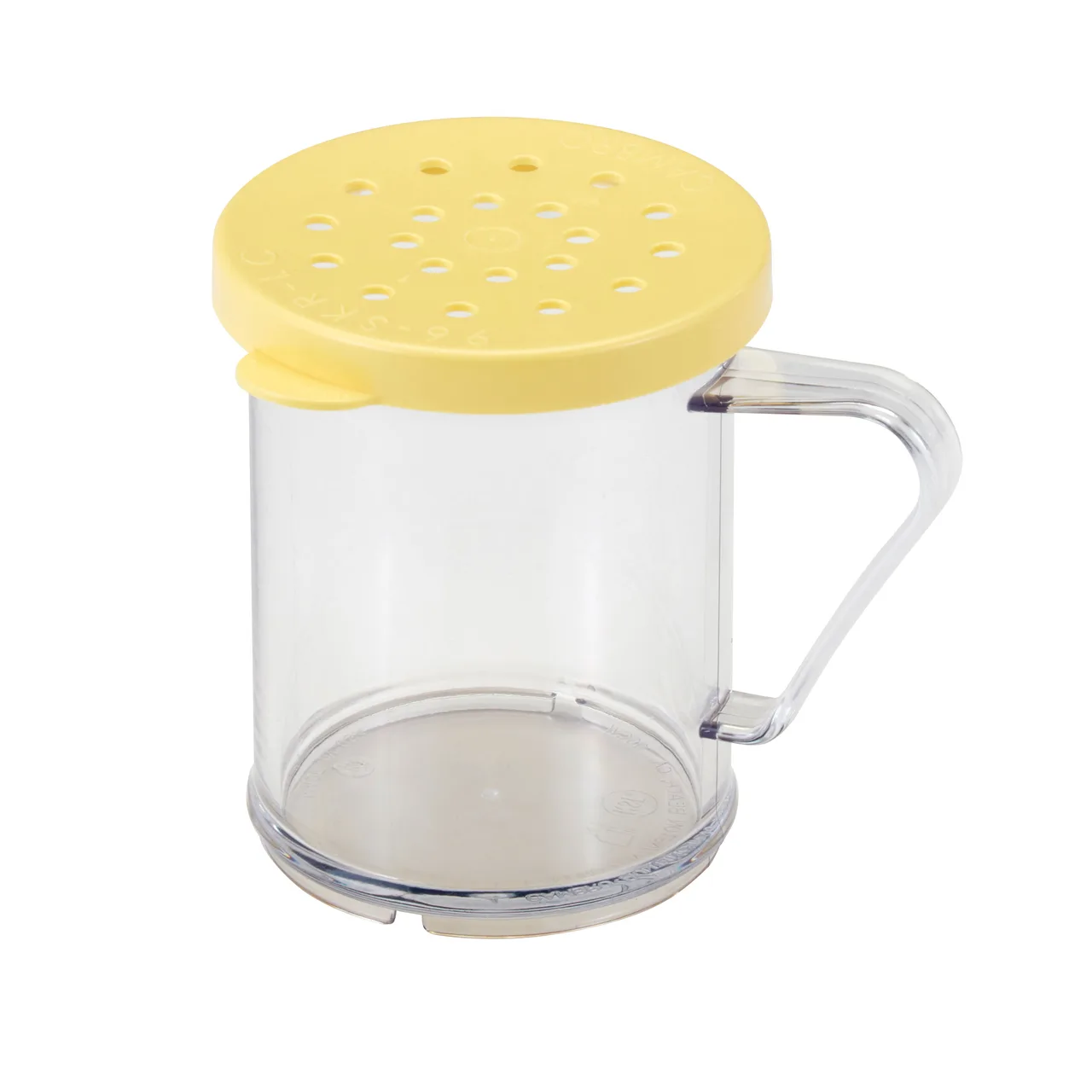 Cambro 96SKRC135 Shaker/Dredge, 10-11 oz Clear Poly Jar with Handle, Perforated Top – Made in USA