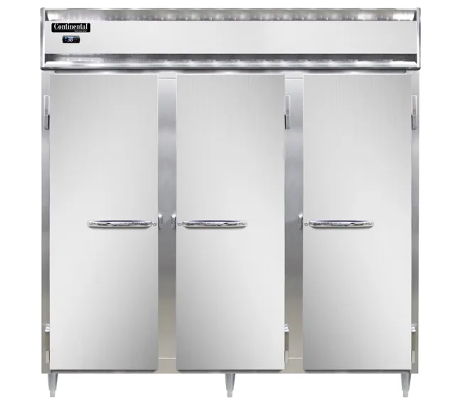 Continental Refrigerator D3RNSAPT-SD-GD 72" 3-Section Pass-Thru Refrigerator, 72 cu. ft., Top Mounted
