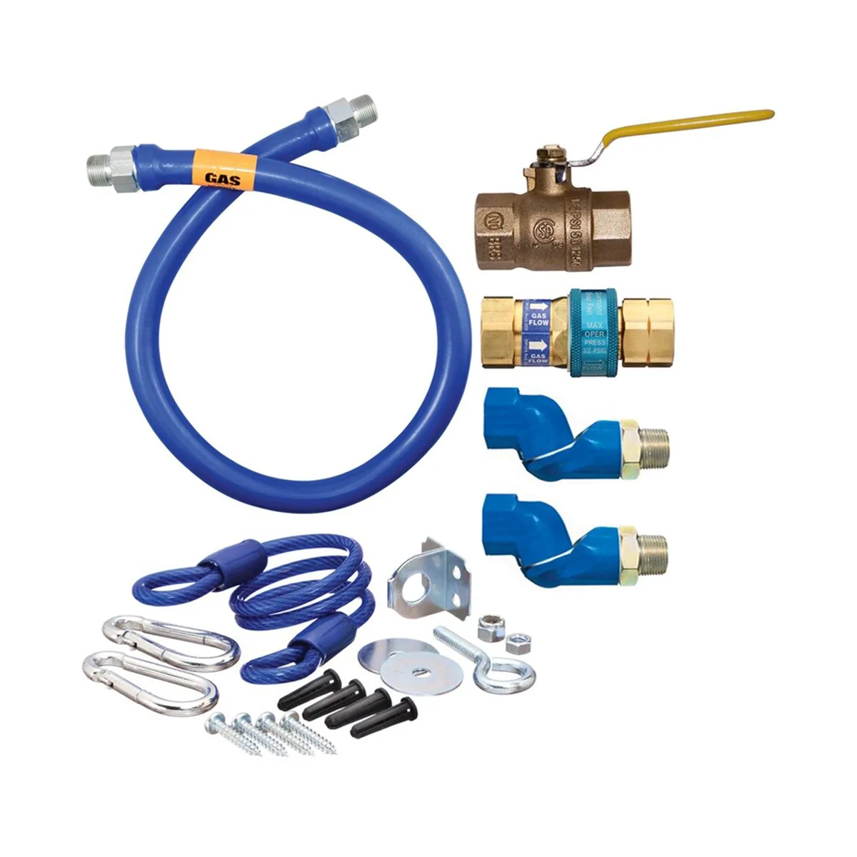 Dormont 16125KIT2S36 Deluxe SnapFast 36" Gas Connector Kit, Two Swivels, Restraining Cable, 1 1/4" Diameter