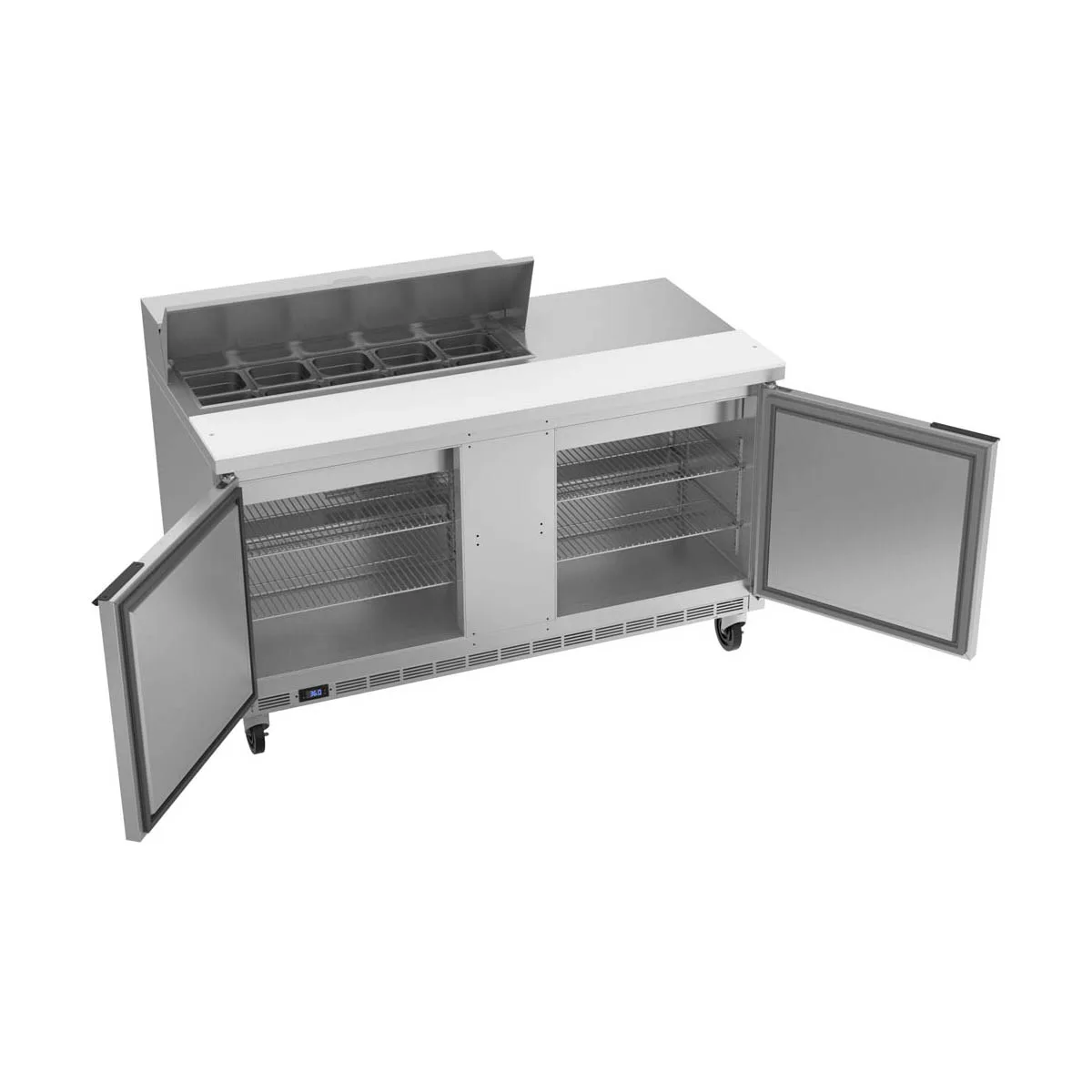 Beverage Air SPE60HC-10 60" Two Section Sandwich/Salad Prep Table w/ 2 Doors, 10 pans, 16 cu. ft.