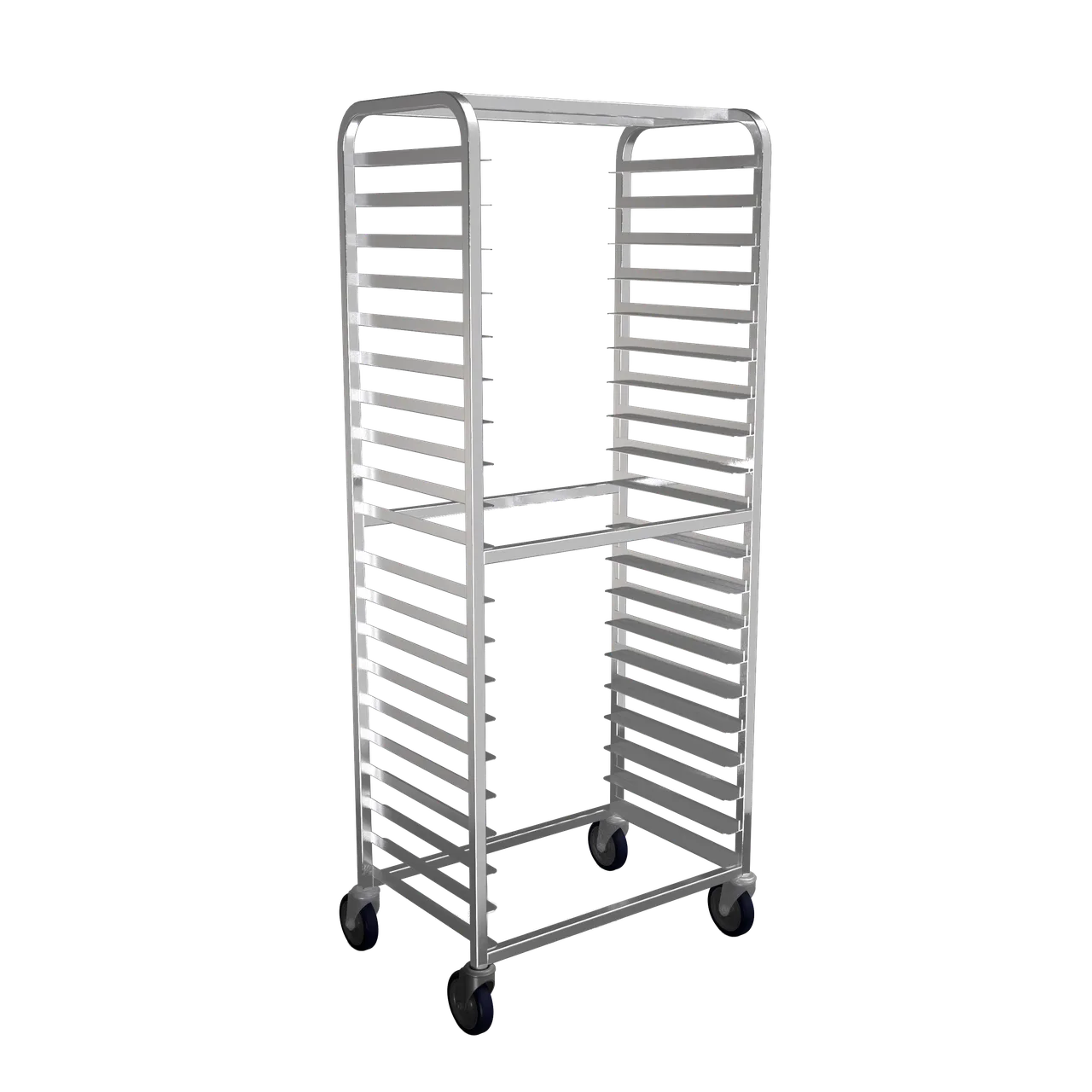 Winholt SS-2620B 20-Pan Mobile Full Height Side Loading Sheet Pan Rack w/ 5" Casters