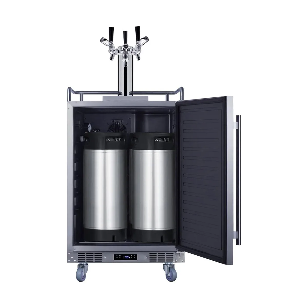 Summit BC74OSCOMTRIPLE 24" Stainless Keg Cooler, 5.6 Cu Ft, 3-Tap 1/6-Barrel Beer, Front Door