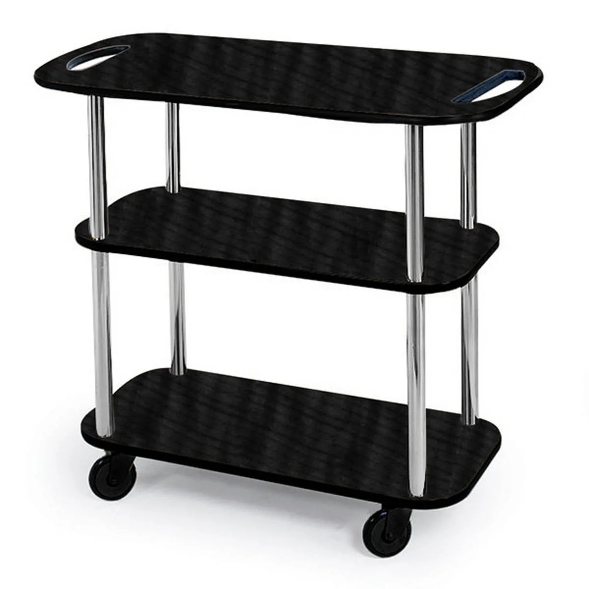 Lakeside 36104 Rectangular Serving Cart with 3-Shelf, Handle Cut-Outs on Top Shelf