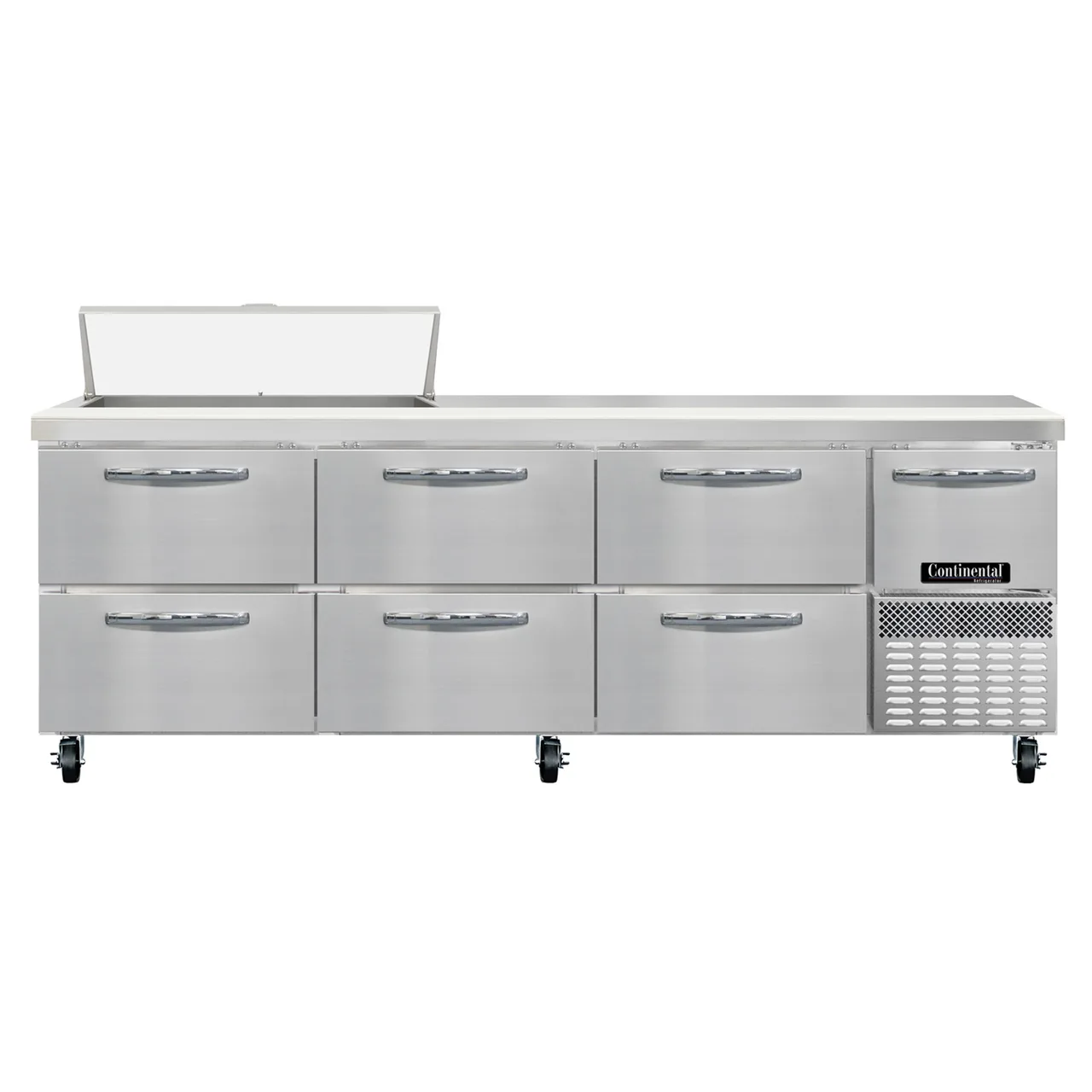 Continental Refrigerator RA93SN10-D 93" 6-Drawer Sandwich and Salad Prep Table, 10 Pans, Stainless Steel