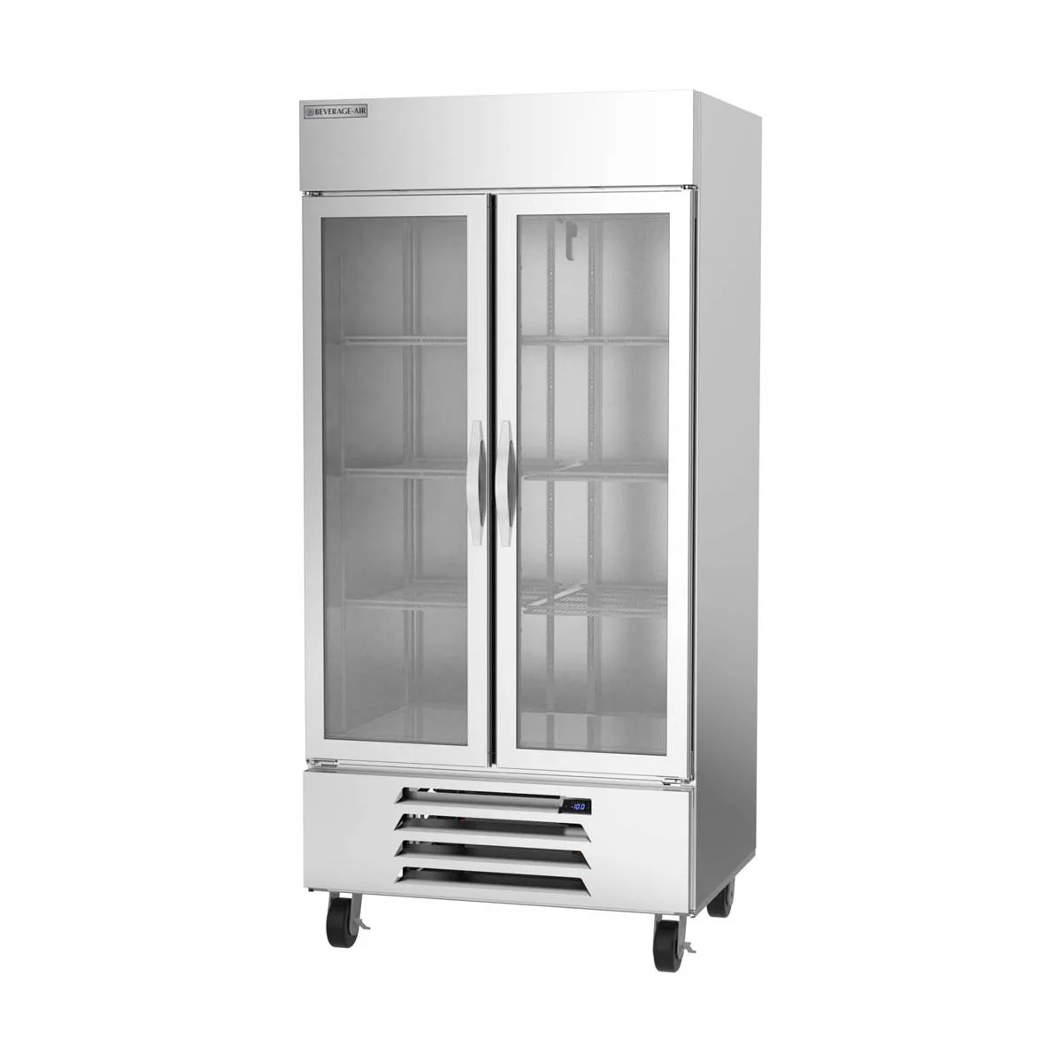 Beverage Air HBF35HC-1-G 39" Two Section Reach-In Freezer w/ 2 Glass Doors, Stainless Steel, 35 cu. ft.