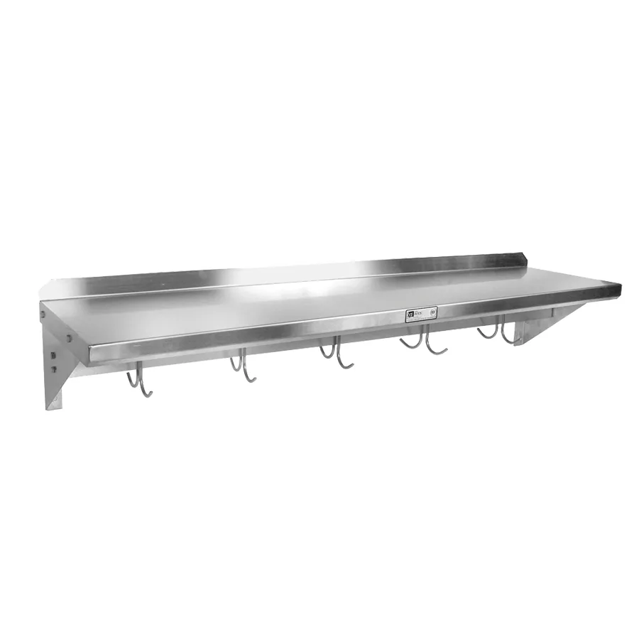 John Boos BHS1660PR Stainless Steel Wall Mounted Shelf w/ Pot Rack - 60"W x 16"D