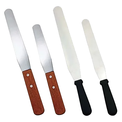 Omcan USA 80000 Bakery Spatula – 7‑9" Stainless Steel Blade, Black Plastic Handle, Kitchen Utensil