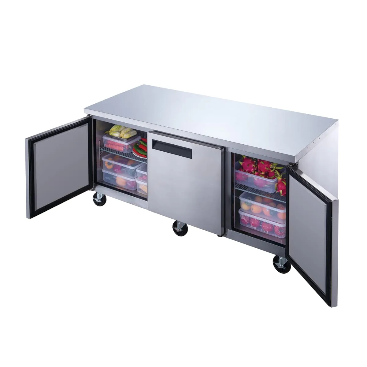 Dukers DUC72R 72 1/2" Undercounter Refrigerator w/ (3) Sections & (3) Doors, 115v