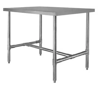 Klinger's Trading HST3048 48" Open Base Work Table with Side & Center Crossrails, 18 Gauge Flat Top