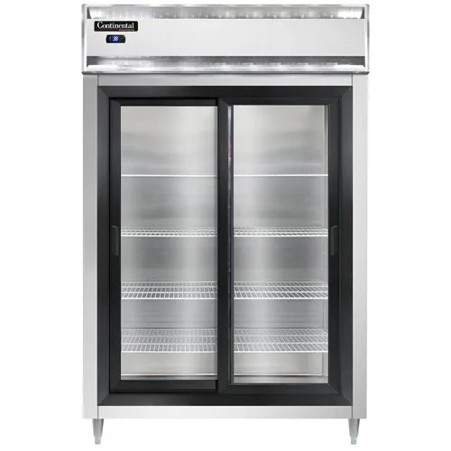 Continental Refrigerator D2RNSGD 52" 2-Section Reach-In Refrigerator w/ 2 Sliding Glass Doors, 50 cu. ft.
