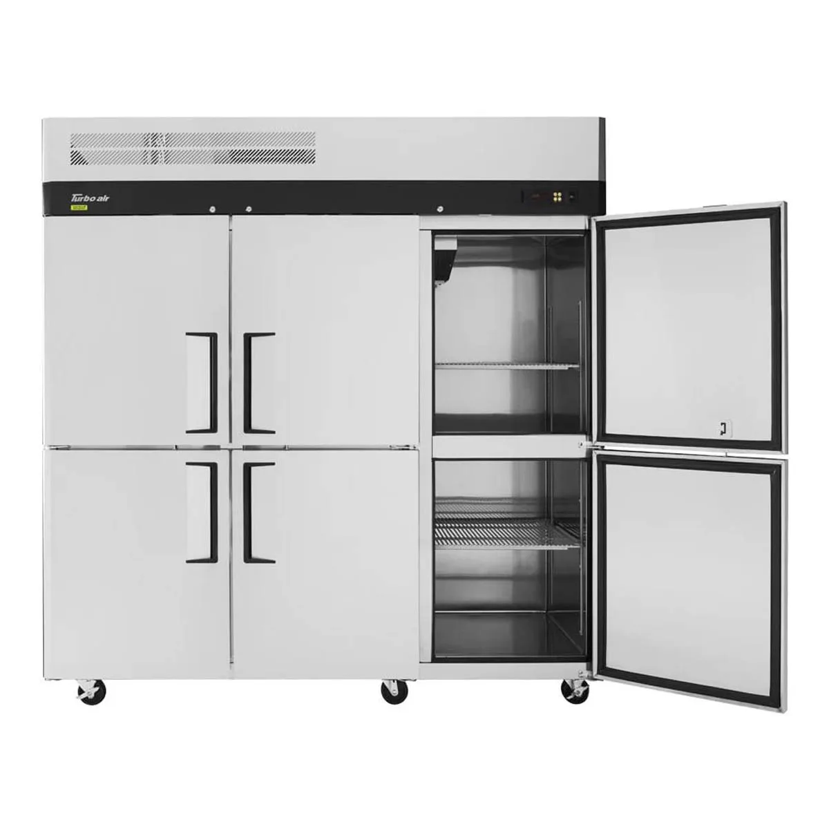 Turbo Air M3F72-6-N 77.75" 3-Section Reach-In Freezer, 6 Half Hinged Solid Doors, Top Mounted, 65.6 cu. ft., Stainless Steel