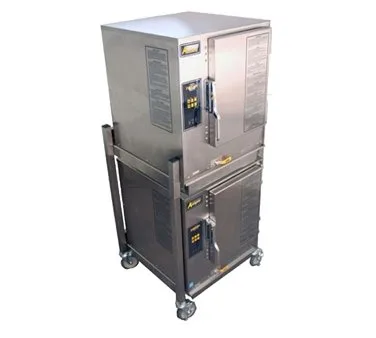 AccuTemp N61201E060 DBL 12 Pan Gas Boilerless Convection Steamer, (2) Stacked, Plumbed, 120.000 BTU