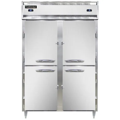 Continental DL2RF-PT-HD 52" 2-Section Pass-Thru Refrigerator Freezer Combo w/ 8 Half Solid Doors