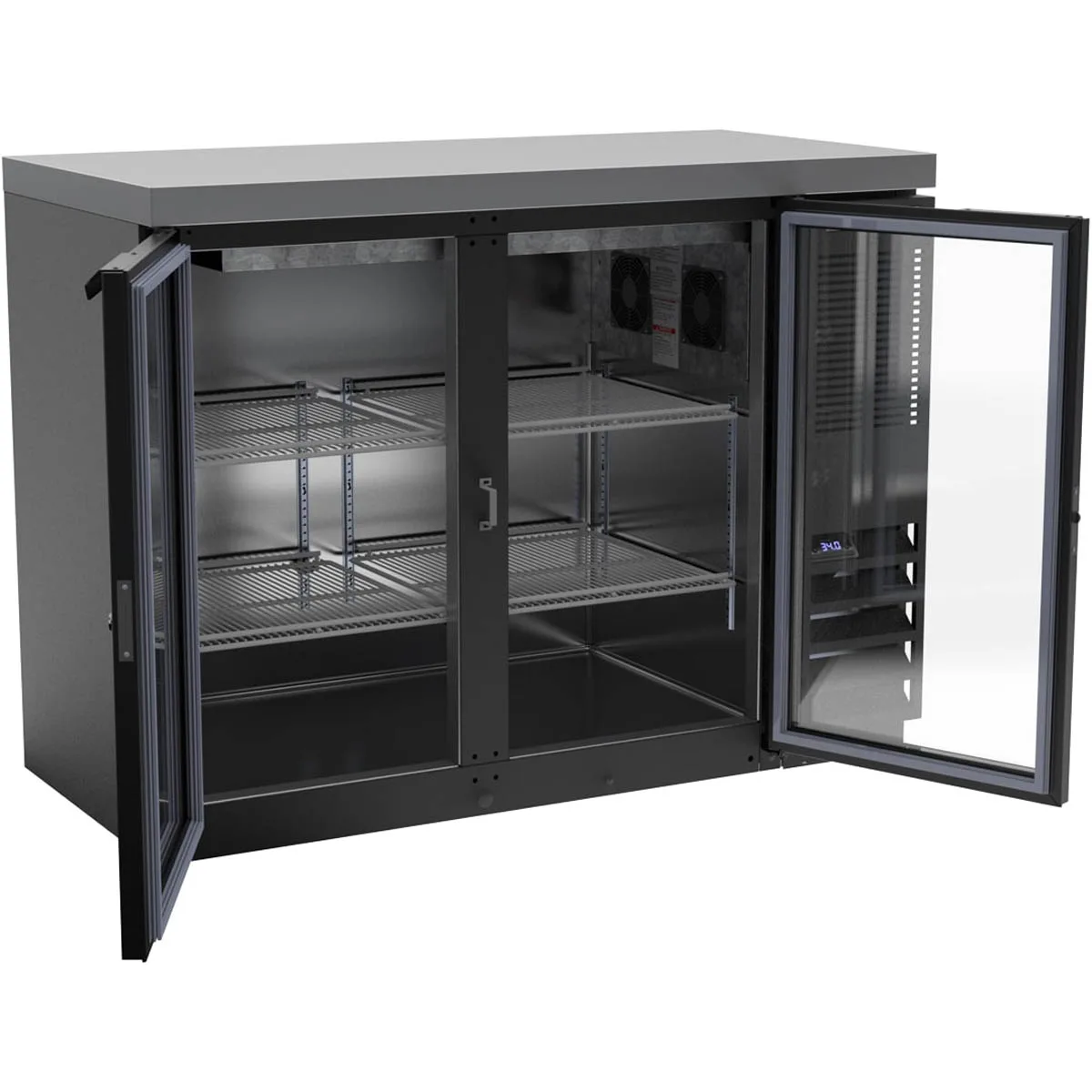 Beverage Air BB48HC-1-FG-B-27 48" 2 Section Black Back Bar Cooler with Glass Door