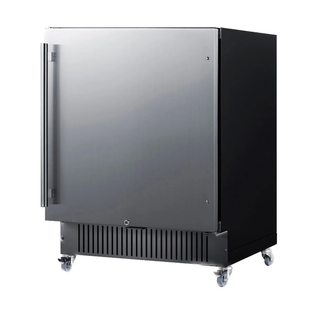 Summit FF27BSSCAS 27" Built-in Undercounter Refrigerator in Black, Stainless Steel Door, w/ Casters, 5 cu. ft.