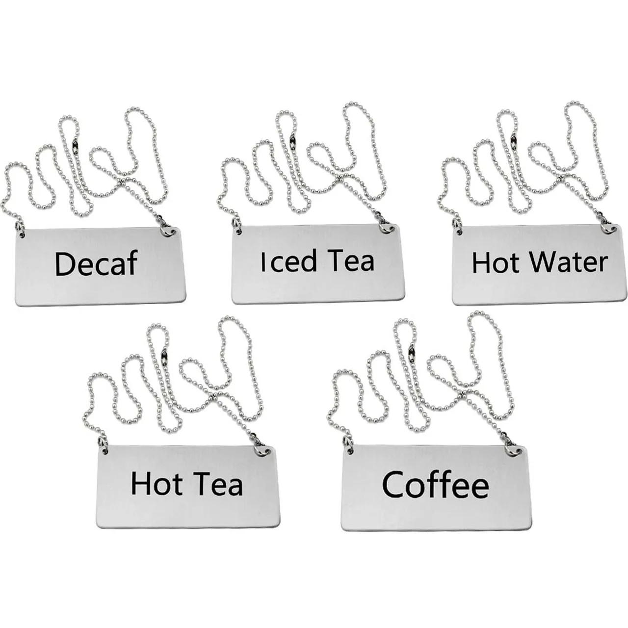 Omcan USA 80136 Hanging Iced Tea Beverage Sign with Chain, Stainless Steel – Coffee Service