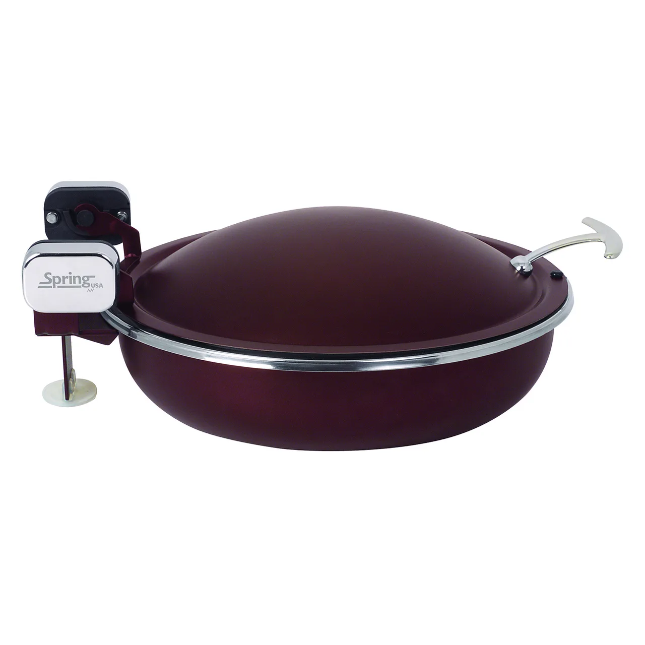 Spring USA 2382-367/36 Induction Sauteuse, 15-1/4" Dia x 6" H, 1-1/4-2-1/2-4 Qt, Cover, Merlot/Chrome