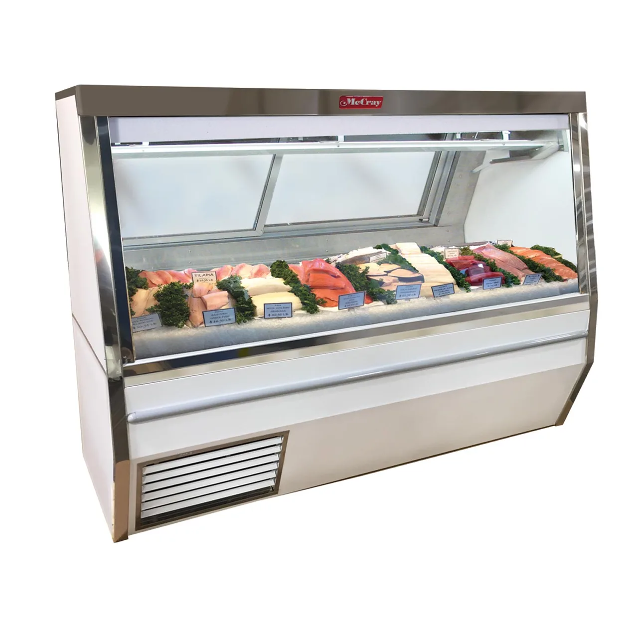 Howard-McCray SC-CFS34N-8-S-LED 96" Flat Refrigerated Seafood Display Case, Stainless