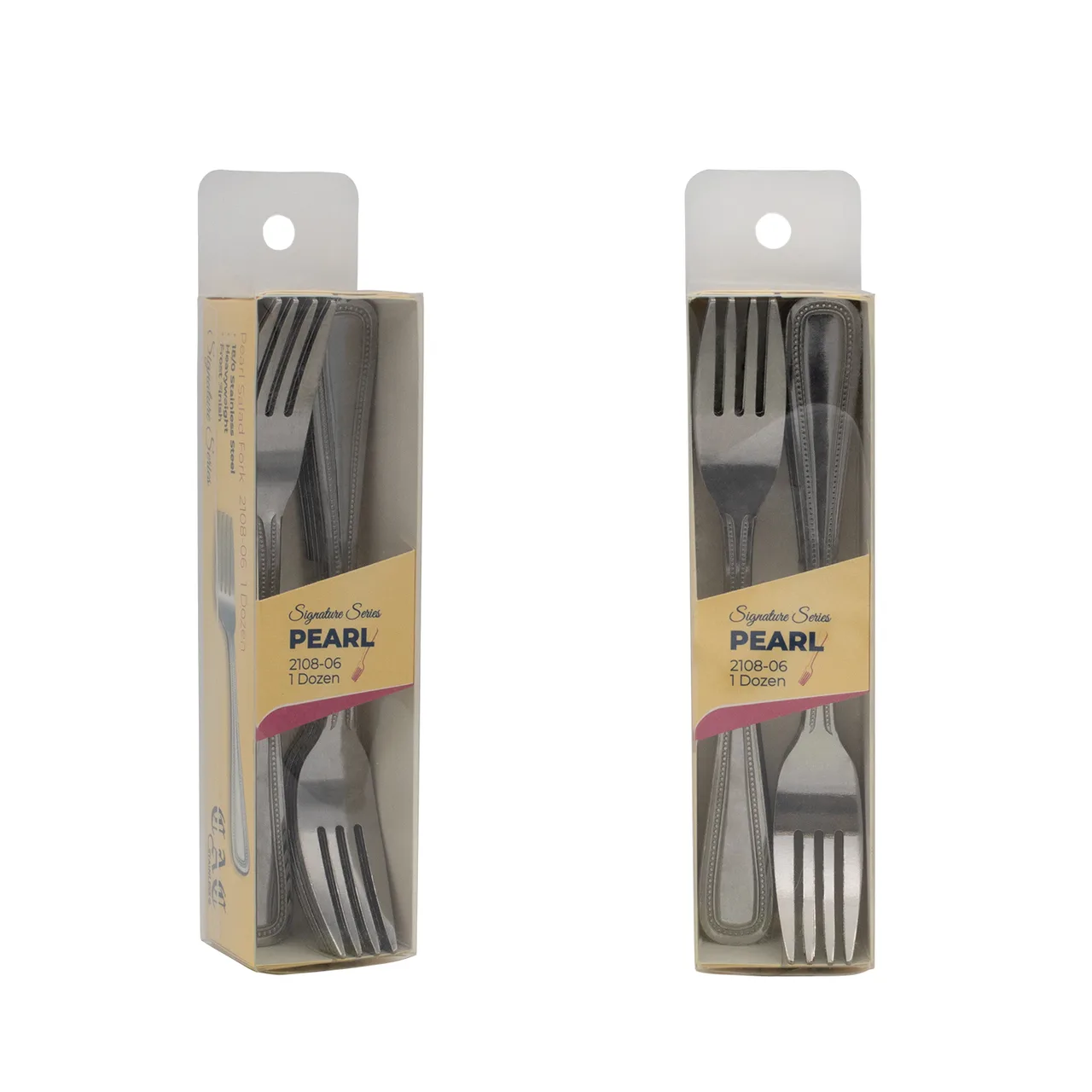 CAC China 2108-06 Pearl Salad Fork, 6" Length, 18/10 Stainless Steel, Clear Packaged - 1 Dozen