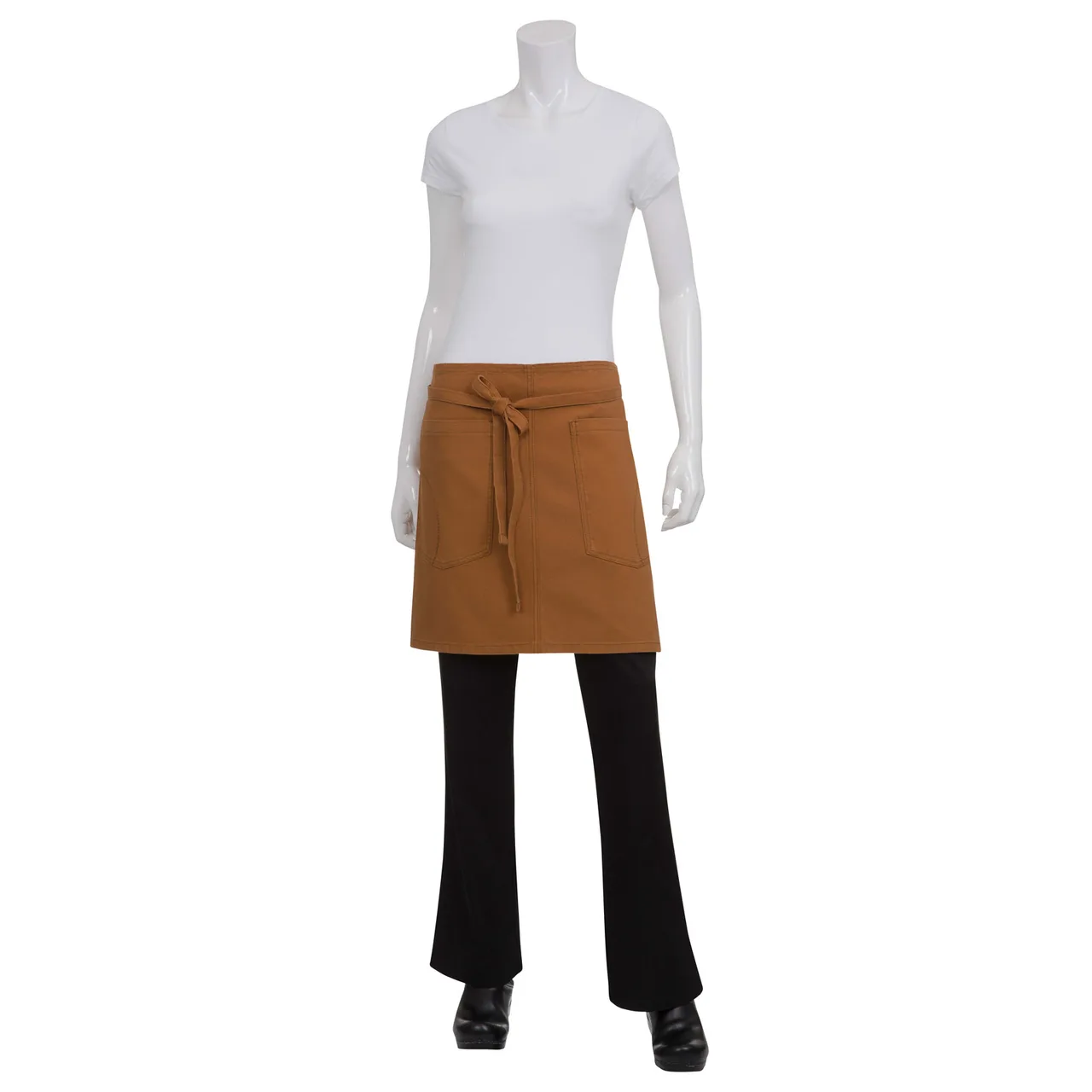 Chef Works AHWKV013-NTM-0 - 19"L x 31"W Waist Apron, 100% Cotton, Nutmeg, 2 Pockets