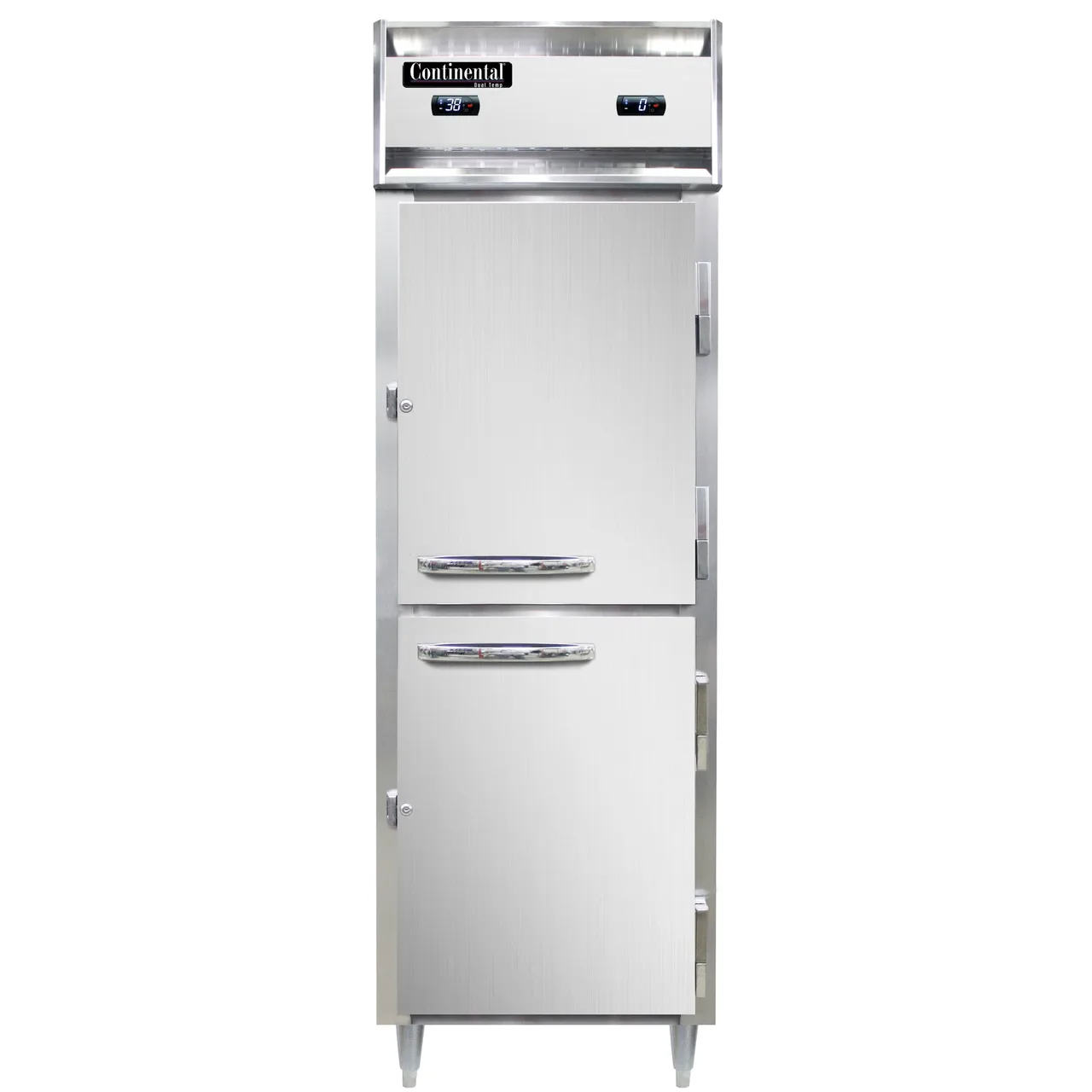 Continental Refrigerator D1RFNHD 26" 1-Section Reach-In Refrigerator Freezer Combo w/ 2 Half Solid Doors