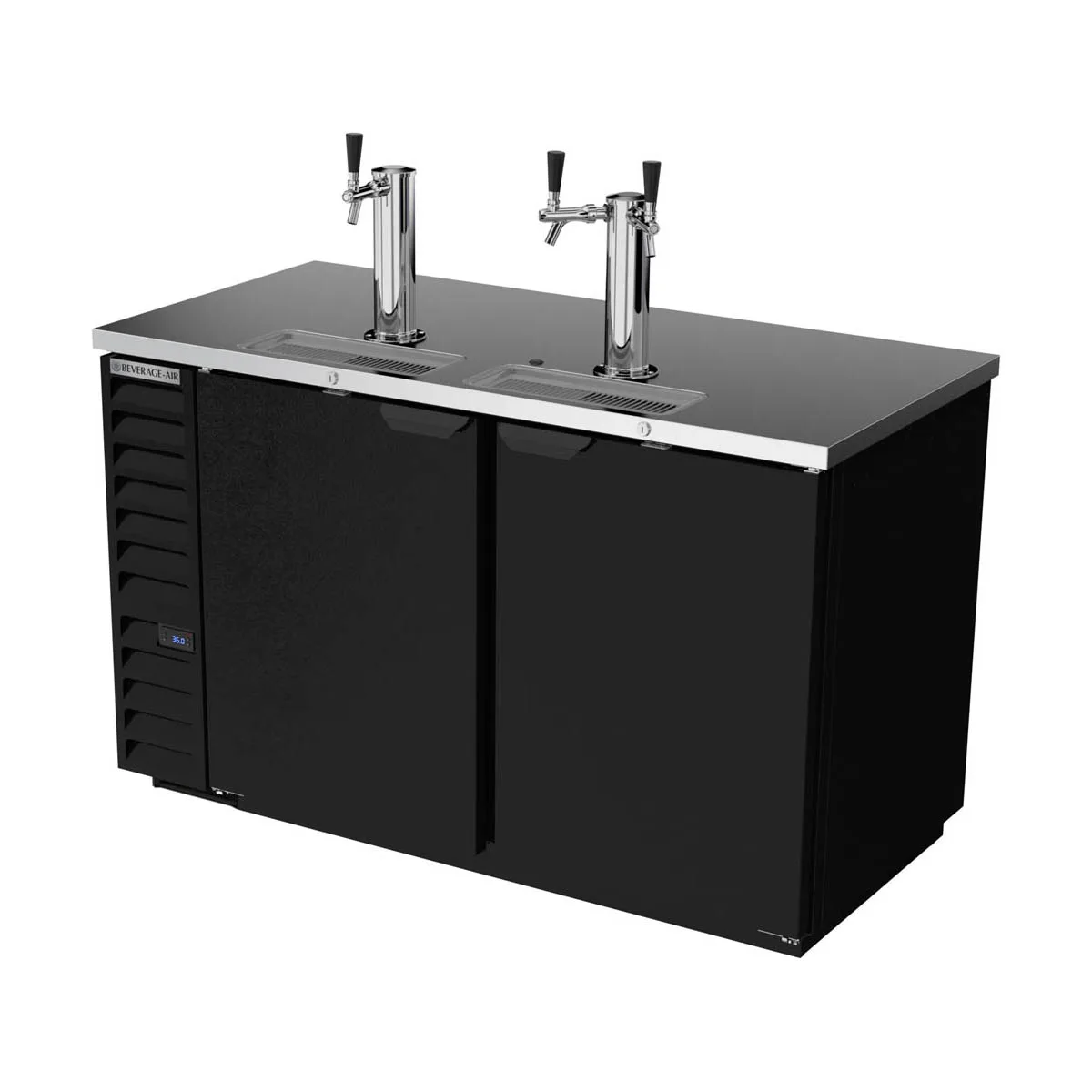 Beverage Air DD58HC-1-B 59" Draft Beer Cooler w/ 3 Kegs, 21.86 cu. ft., 1 Single & 1 Dual-Tap Towers