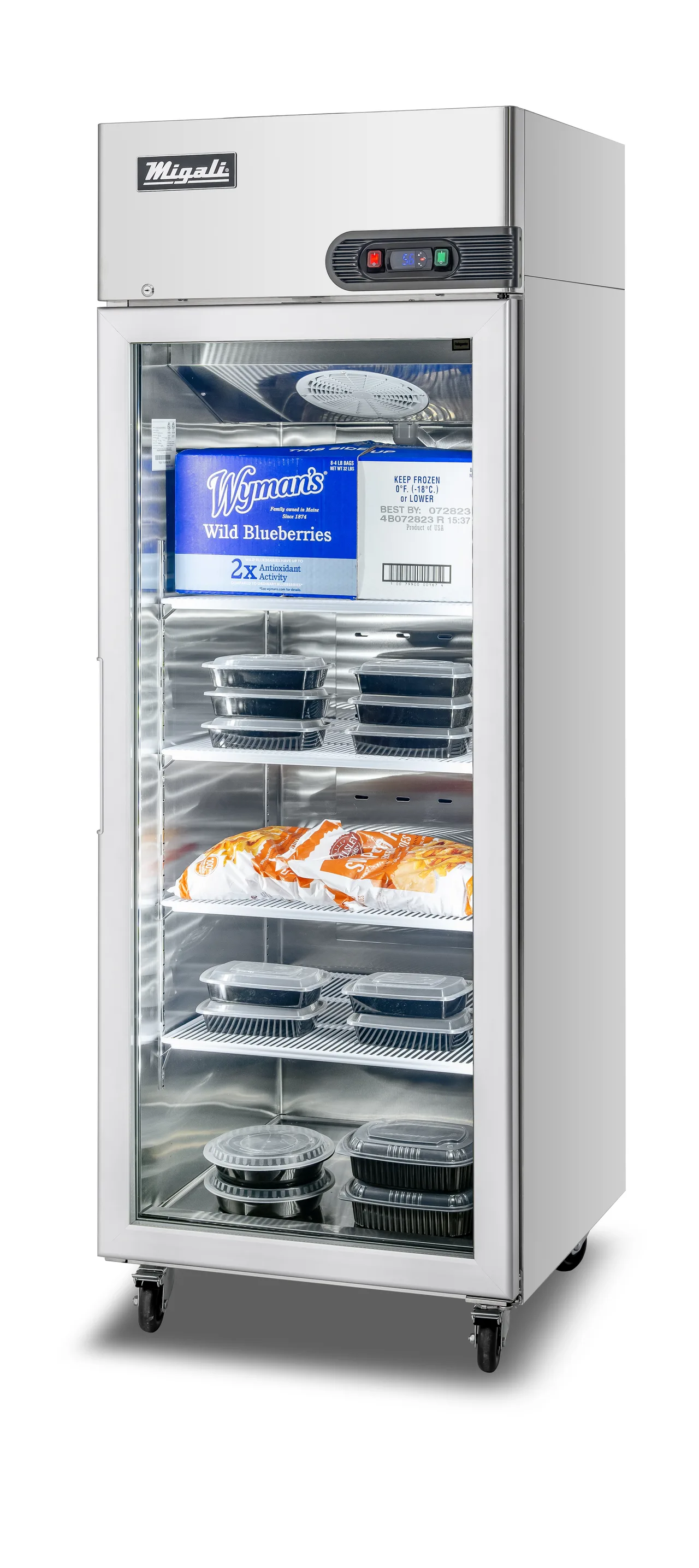 Migali C-1FG-HC 28.8" 1-Glass Door Reach-In Refrigerator, 21.4 cu. ft., Top Mounted, Stainless Steel, 1/2 HP
