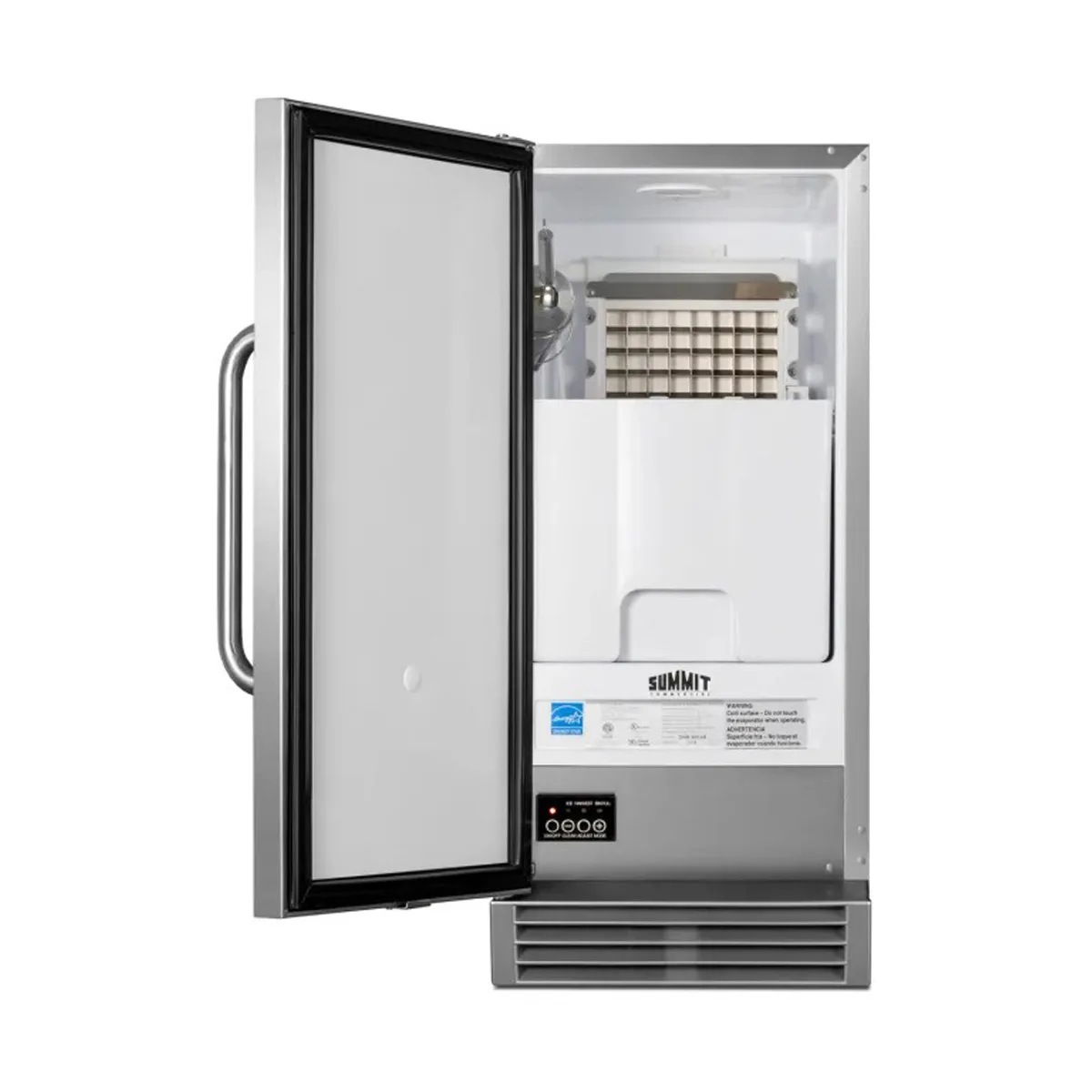 Summit BIM44GCSS 15" Air Cooled Full Cube 50 lb Undercounter Ice Machine with 25 lb Bin, Stainless