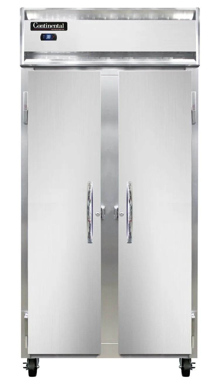 Continental Refrigerator 2RSESNSA 36" 2-Section Reach-In Refrigerator w/ 2 Solid Doors, Stainless Steel Exterior, 24 cu.ft.