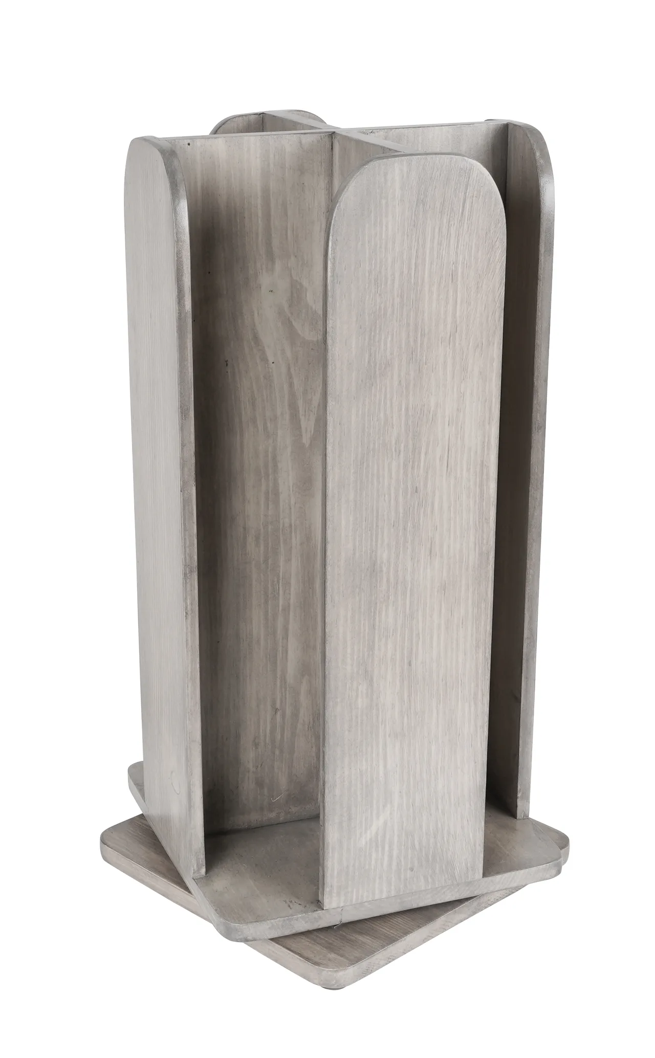 Cal-Mil 378-110 Aspen Revolving Cup & Lid Organizer, 9" x 9" x 18-1/2" Gray‑Washed Pine Wood