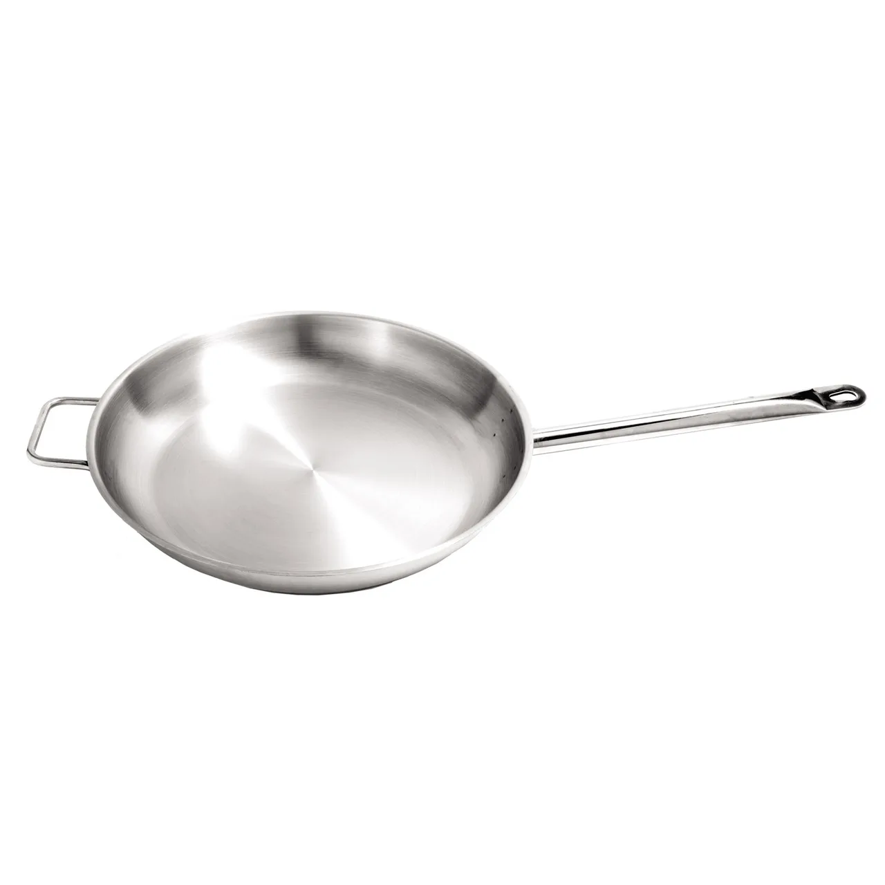 CAC China S1FP-14H Fry Pan, 14-1/8" x 2-3/8", Stainless Steel, Induction Ready, Tri-ply Bottom