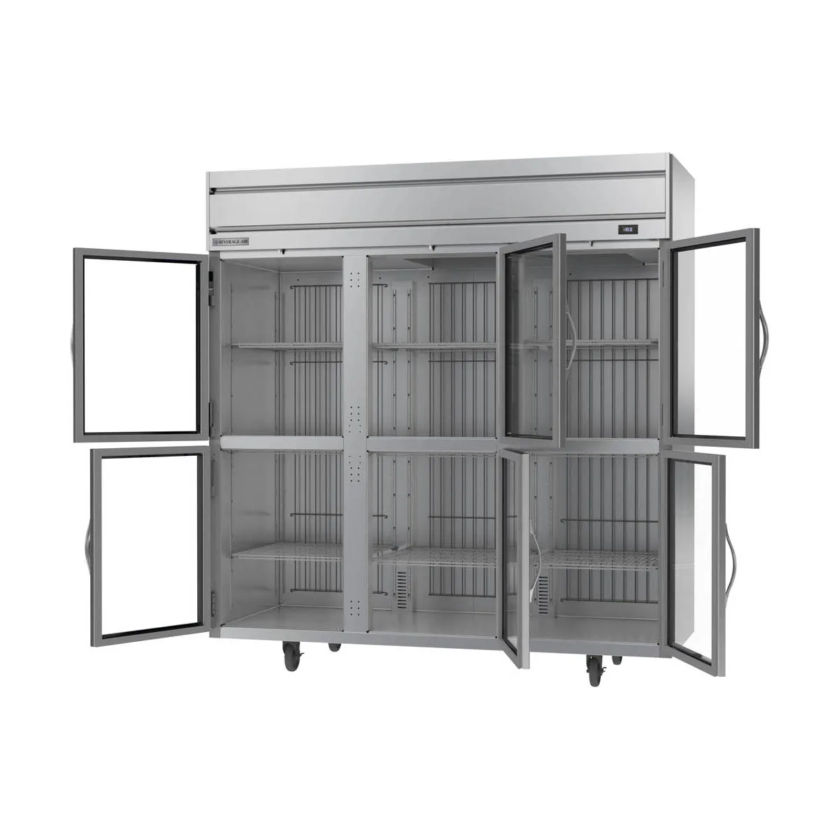 Beverage Air HFS3HC-1HG 78" 3-Section Reach-In Freezer, 6 Half Glass Doors, Top Mount, 69.1 cu. ft.