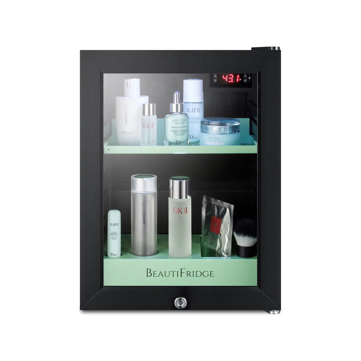 Summit LX114LG 13-3/4" Compact BeautiFridge Cosmetics Refrigerator, Spring Mint Shelves, 0.85 cu.ft