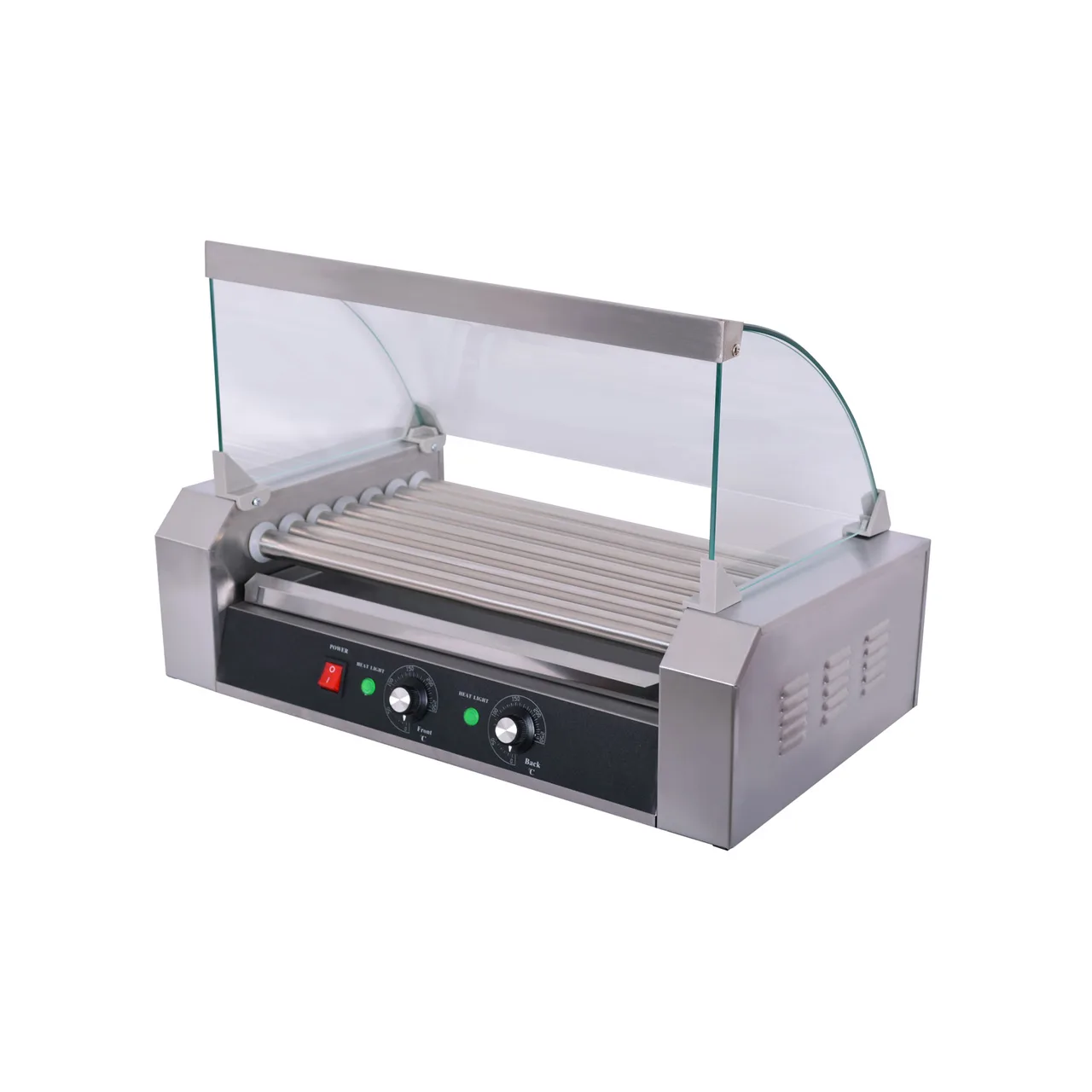 CACChina HDRS-07 Hot Dog Grill, (7) Rollers, (18) Hot Dog Capacity, Sneeze Guard