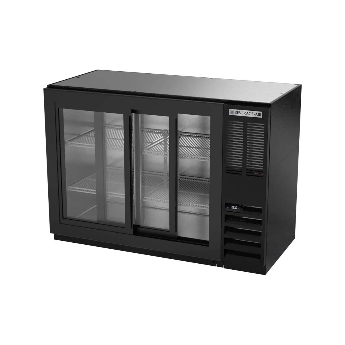 Beverage Air BB48HC-1-F-GS-B 48" 2 Section Black Back Bar Cooler with Glass Door