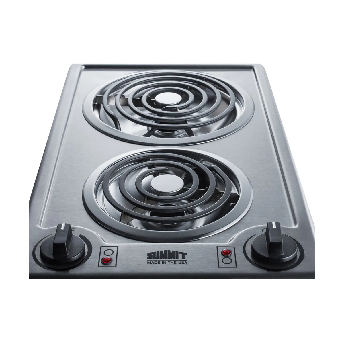 Summit CCE227SS 12" Electric Radiant Cooktop w/ (2) Spiral Burners, Manual Controls, Stainless Steel, 1.625 kW, 230v
