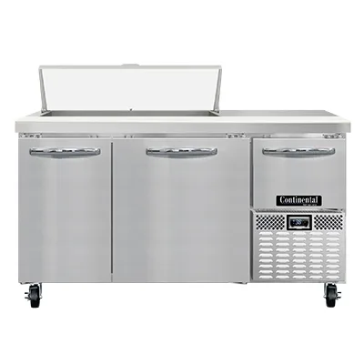 Continental Refrigerator RA60N10 60" 3-Door Sandwich and Salad Prep Table, 10 Pans, Stainless Steel