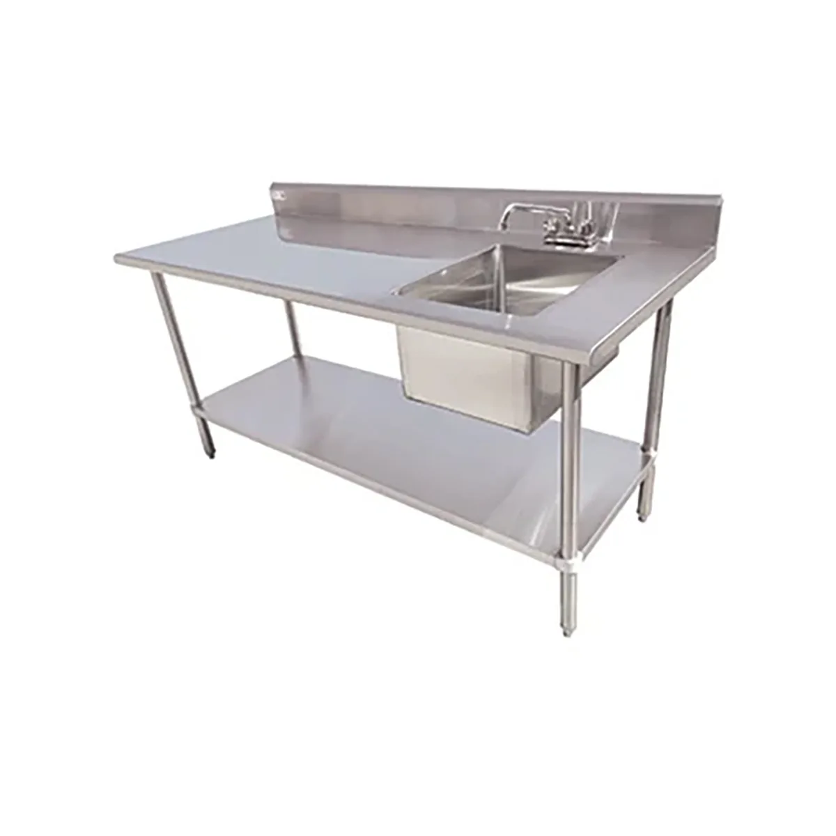 Serv-Ware TSF-3072-R 72" Work Table with Prep Sink(s) / Bowl on Right - 16 Gauge