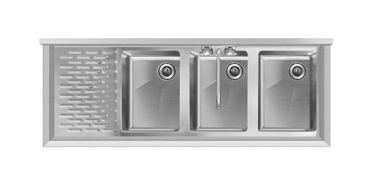 Koolmore SBR3B48-L-320 48" Underbar Sink Units, 3 Compartment with Left Drainboard