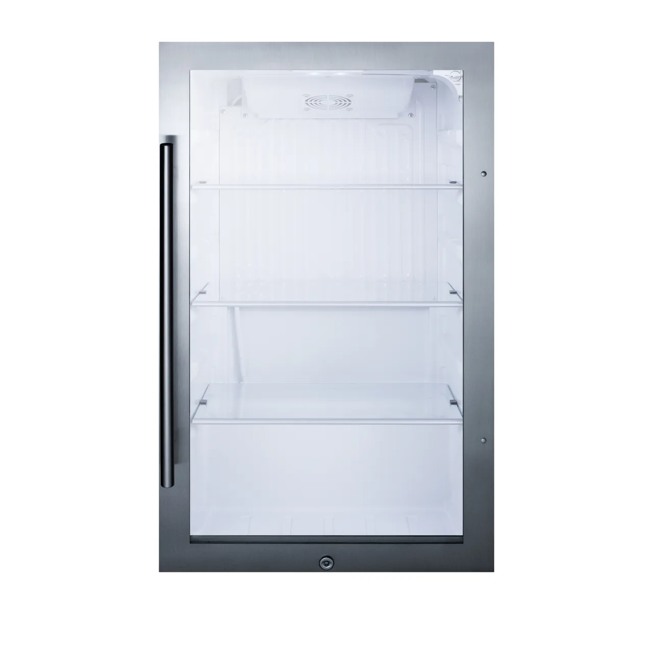 Summit SPR489OSCSS 19" Glass Door Outdoor Refrigerator in Stainless Steel, White Interior, 3.13 cu.ft