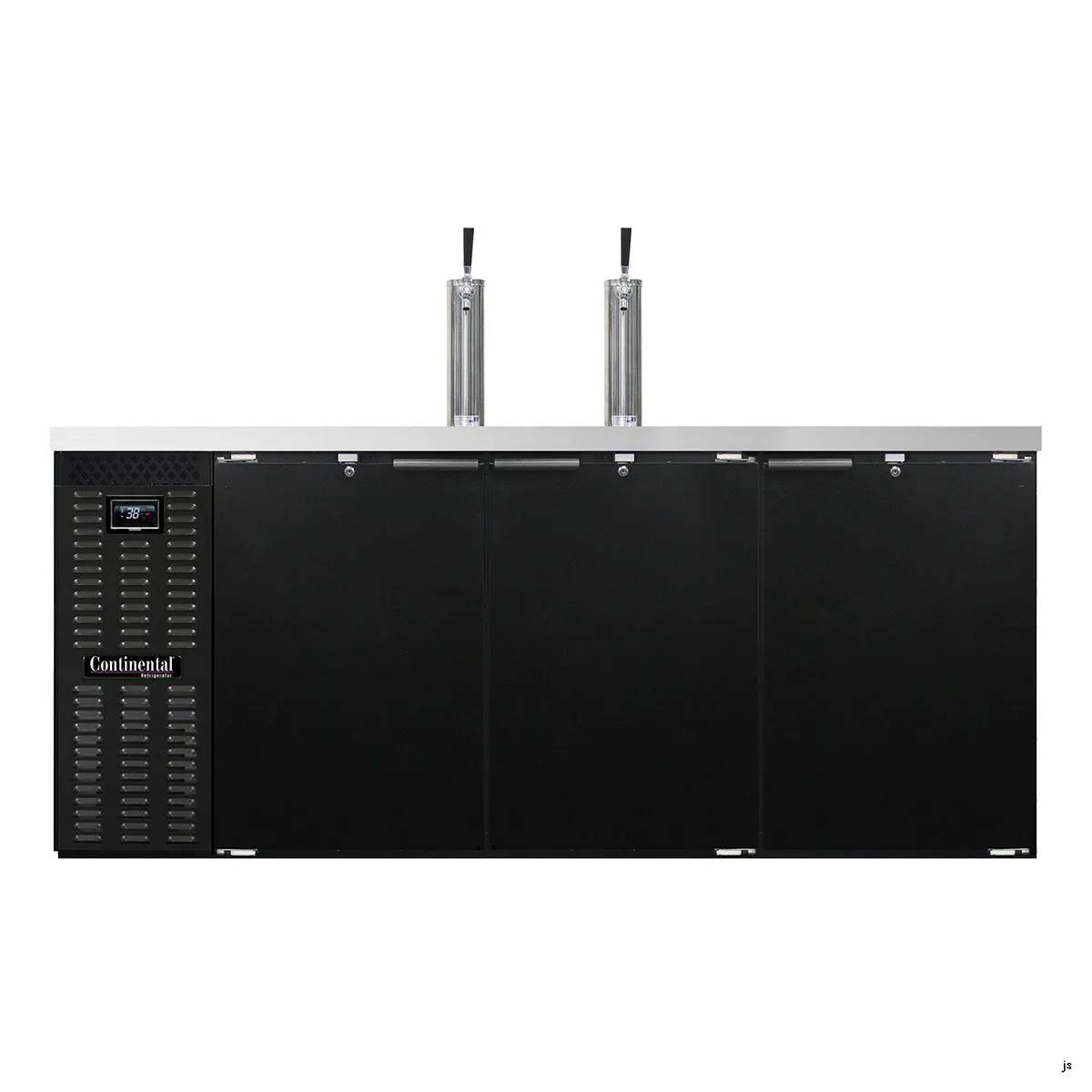 Continental Refrigerator KC79N - 79" 2-Column Keg Cooler, 28 cu ft, Black Enamel, 3-Barrel, Alarm