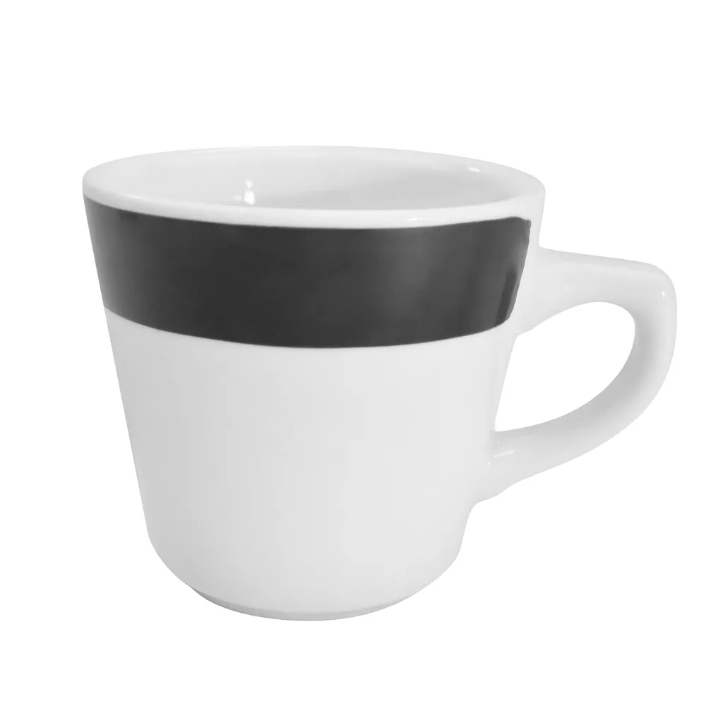 CAC China R-1-BLK Coffee Cup, 7.5 Oz (3¼" Dia x 3" H), Black Ceramic, Microwave Safe - 1 Dozen