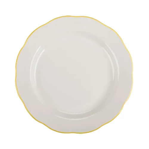 CAC China SC-9G Plate – 9-5/8" Dia. x 1-1/8" H, Round Scallop Edge, Gold Band Ceramic – 1 Dozen