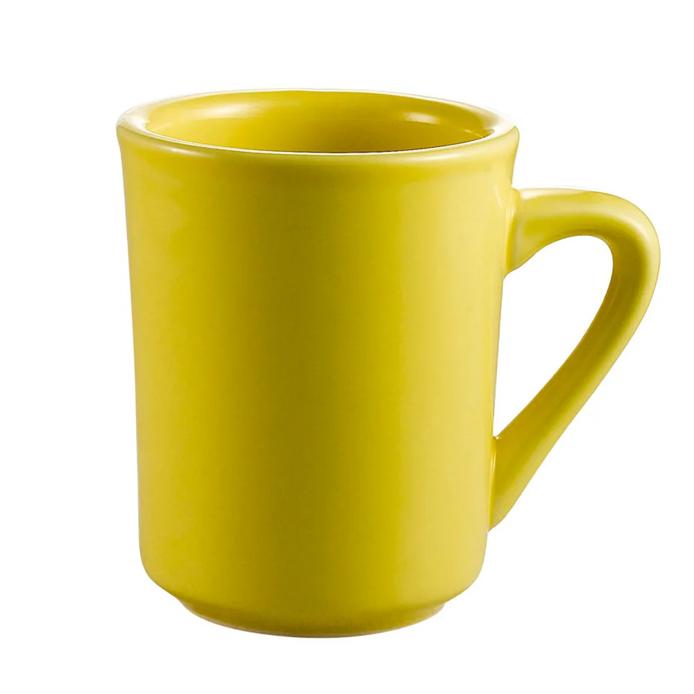 CAC China TM-8-Y Las Vegas Tierra 8‑oz Yellow Ceramic Mug 3‑1/8" Dia x 4" H Dishwasher Safe - 1 Dozen