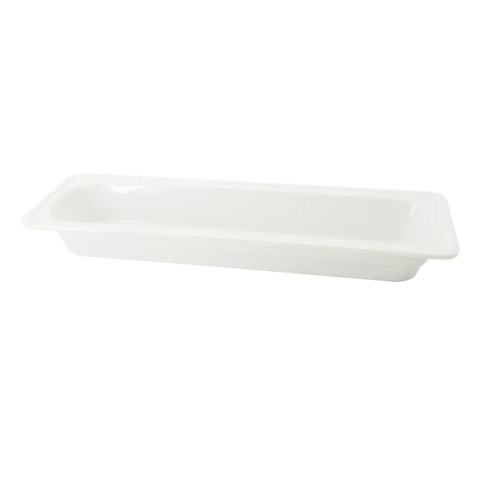 CACChina BF-204 2/4 Pan – 20-7/8"L x 6-3/8"W x 2-1/2"H, Porcelain, White, Dishwasher/Oven Safe