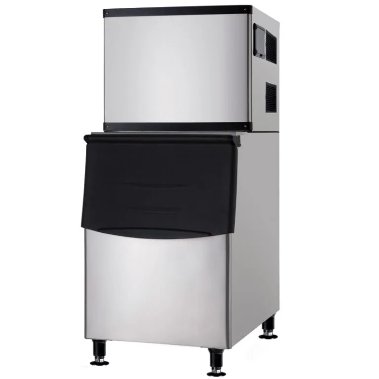 Omcan USA 46452 Air Cooled Full Cube 500 lb Ice Machine with Bin, 375 lb Storage