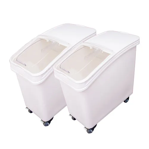 Omcan USA 80986 Ingredient Bin Set, 27‑Gallon White Plastic, Sliding Cover, 2‑Pack Scoops - 2/Set