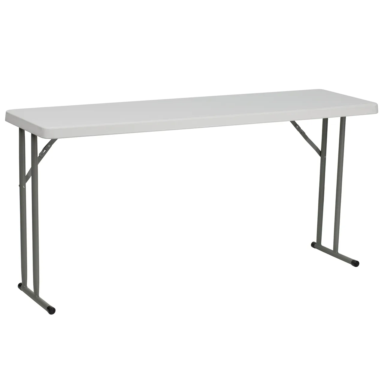 Flash Furniture RB-1860-GG Training Folding Table, 60"W x 18"D x 29"H, Granite White Plastic Top, Gray Powder Coated Metal Legs, 330 lbs