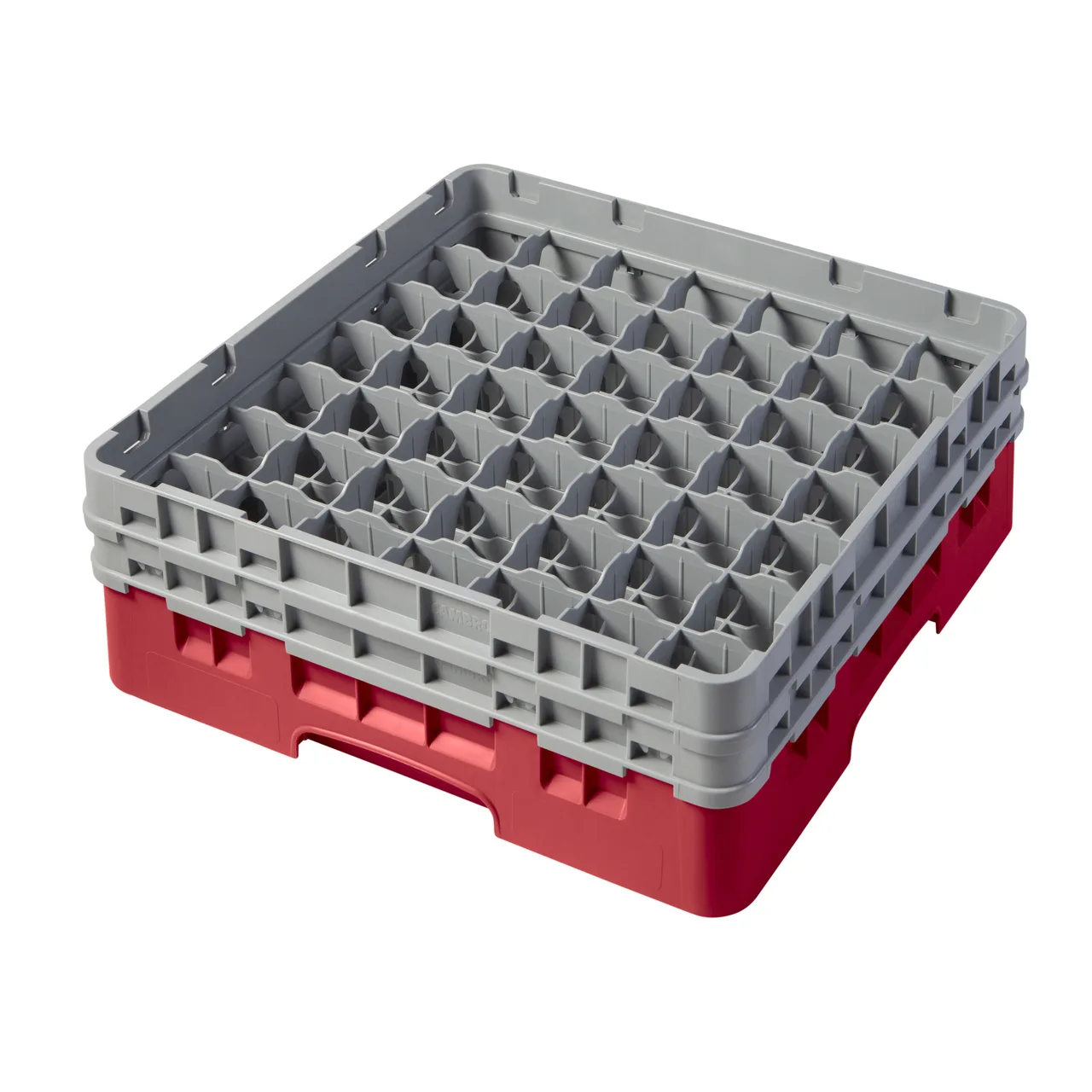 Cambro 49S434163 Camrack Glass Rack, Red, Full Size, 19-3/4 x 19-3/4, 49 Compartments, 2-7/16 Max Dia, 5-1/4 Max Height