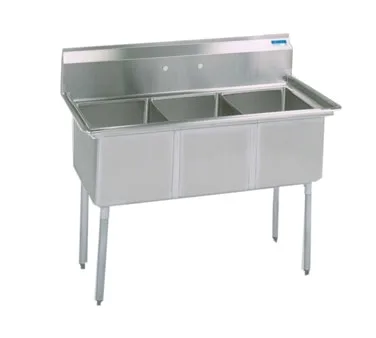 BK Resources BKS-3-1620-12S Three Compartment Sink, 53"W X 25-13/16"D X 43-3/4"H